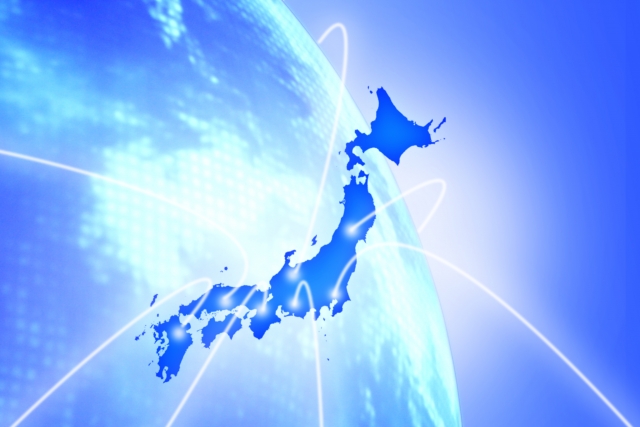 日本の地図と地球
